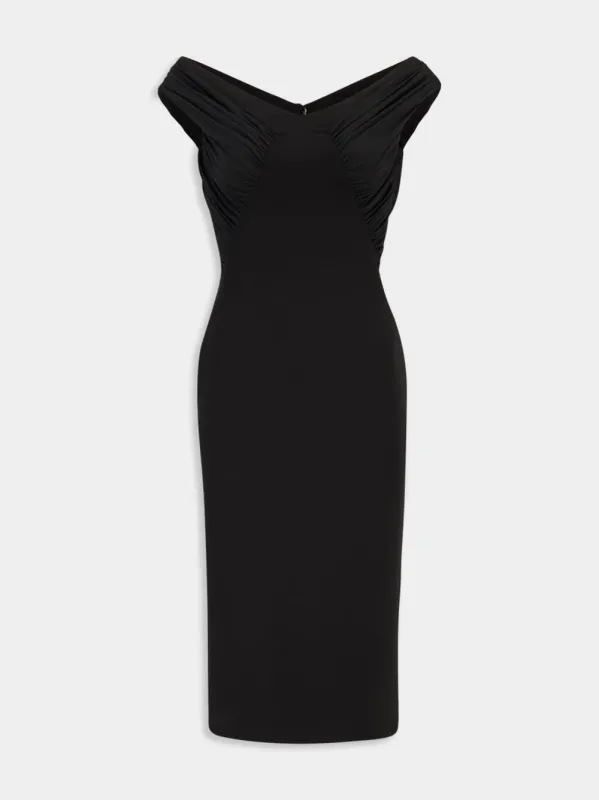 Black Crêpe Organza Bodycon Dress sold by Fashion Clinic
