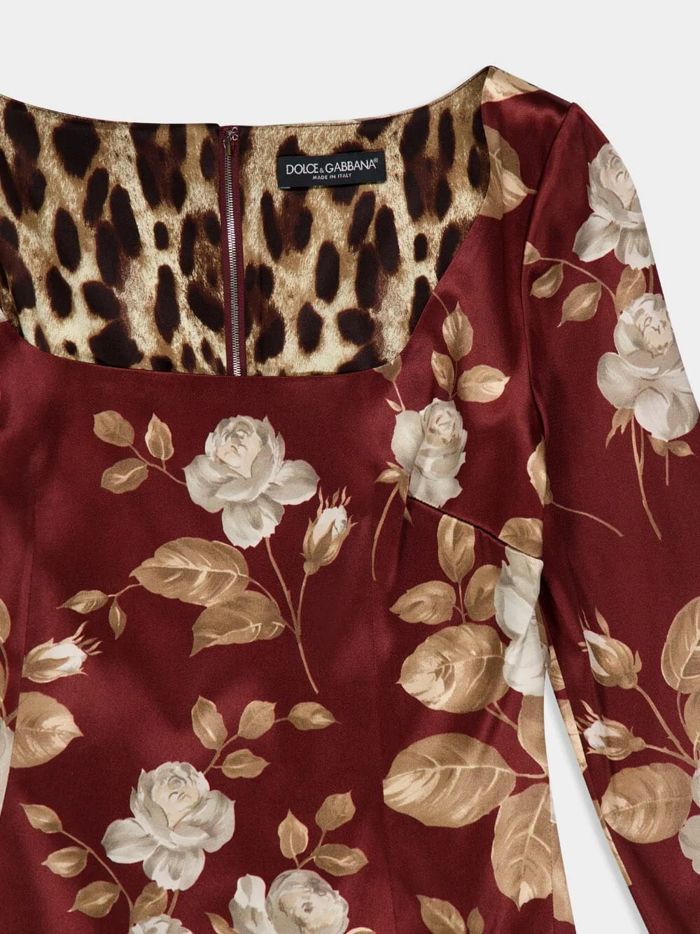 Vintage Rose-Print Satin Midi Dress sold by Fashion Clinic product image thumbnail 5