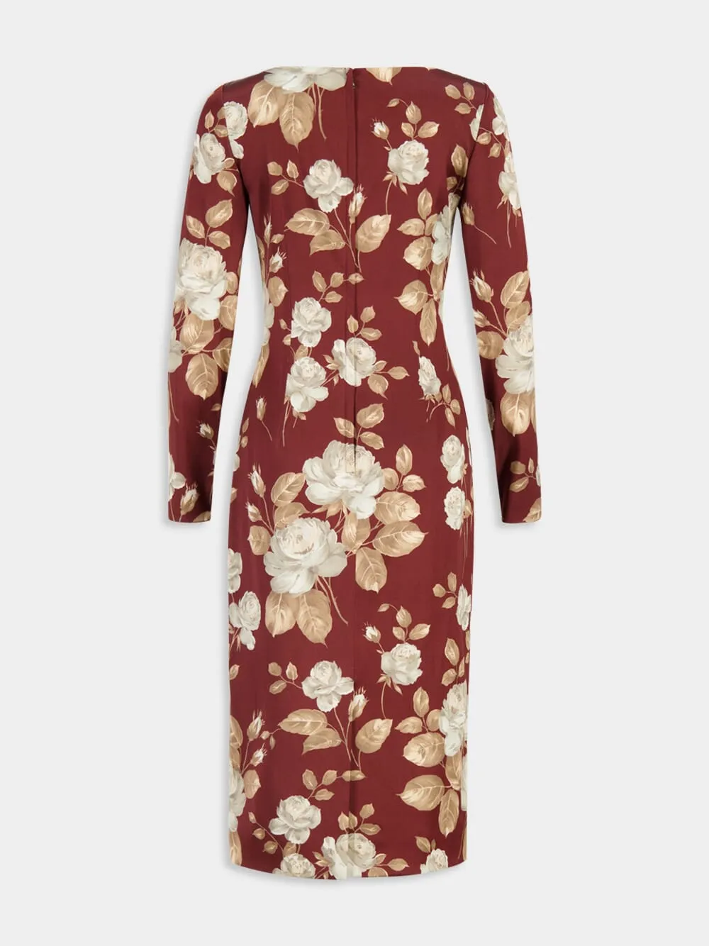 Vintage Rose-Print Satin Midi Dress sold by Fashion Clinic product image thumbnail 4