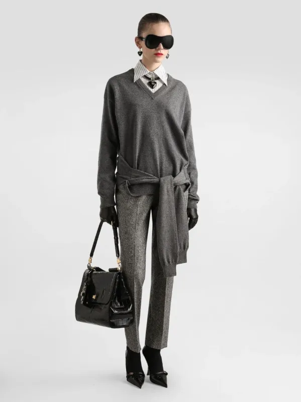 Grey V-Neck Cashmere Pullover sold by Fashion Clinic
