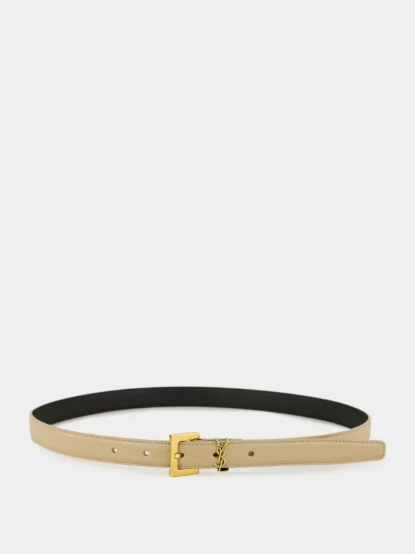 Dark Beige Cassandre Thin Leather Belt sold by Fashion Clinic
