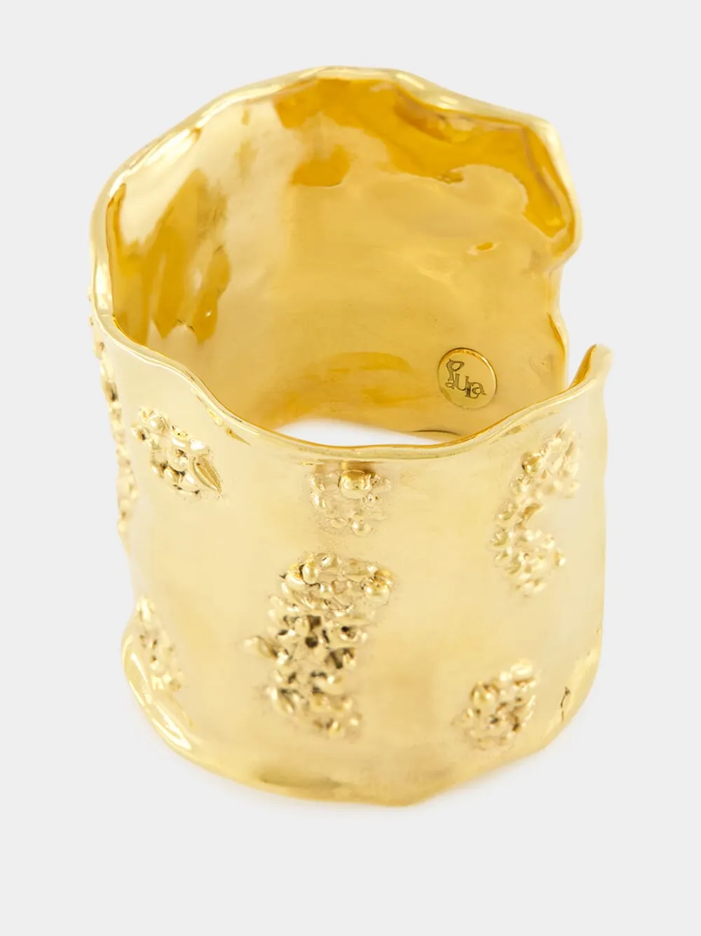 Lava Gold Organic Textured Golden Brass Cuff sold by Fashion Clinic product image thumbnail 4