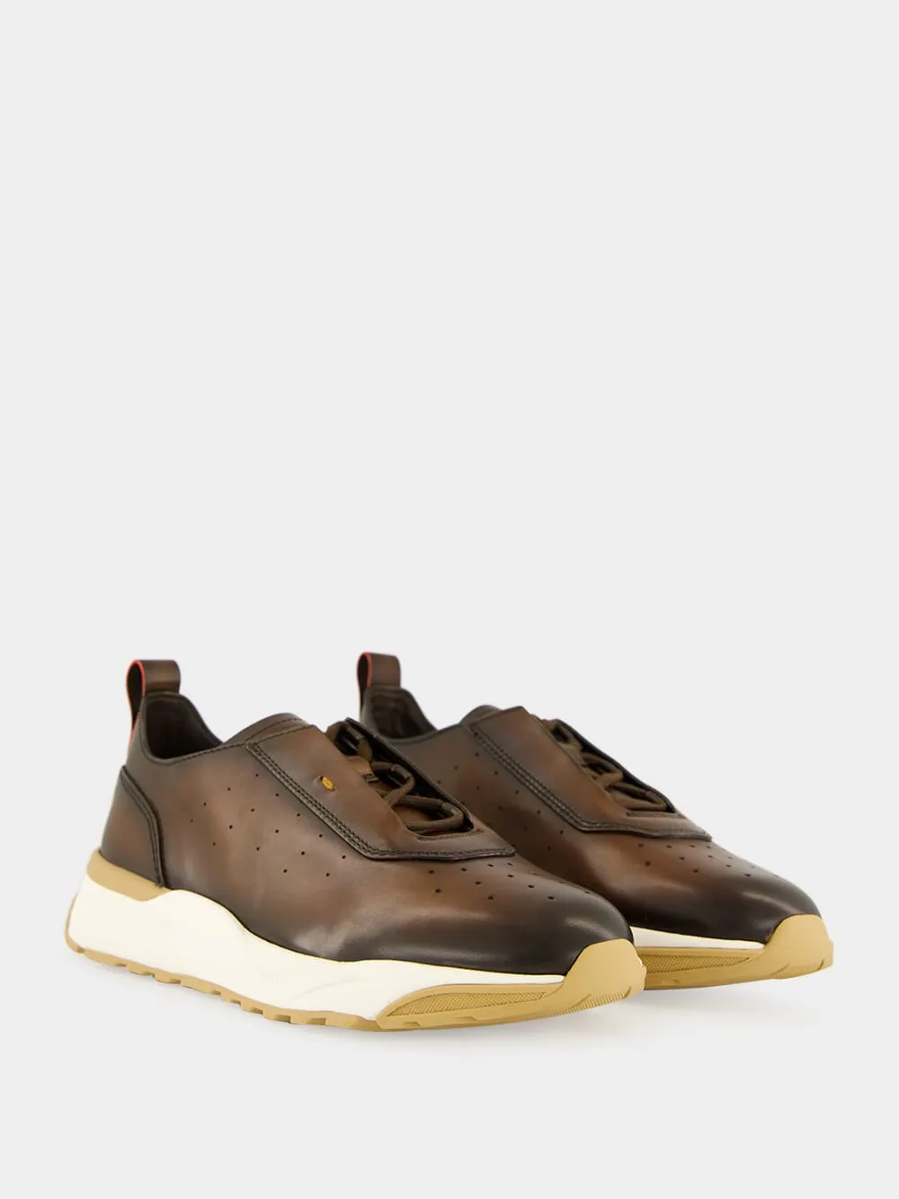Brown Leather Low-Top Sneakers sold by Fashion Clinic product image thumbnail 3