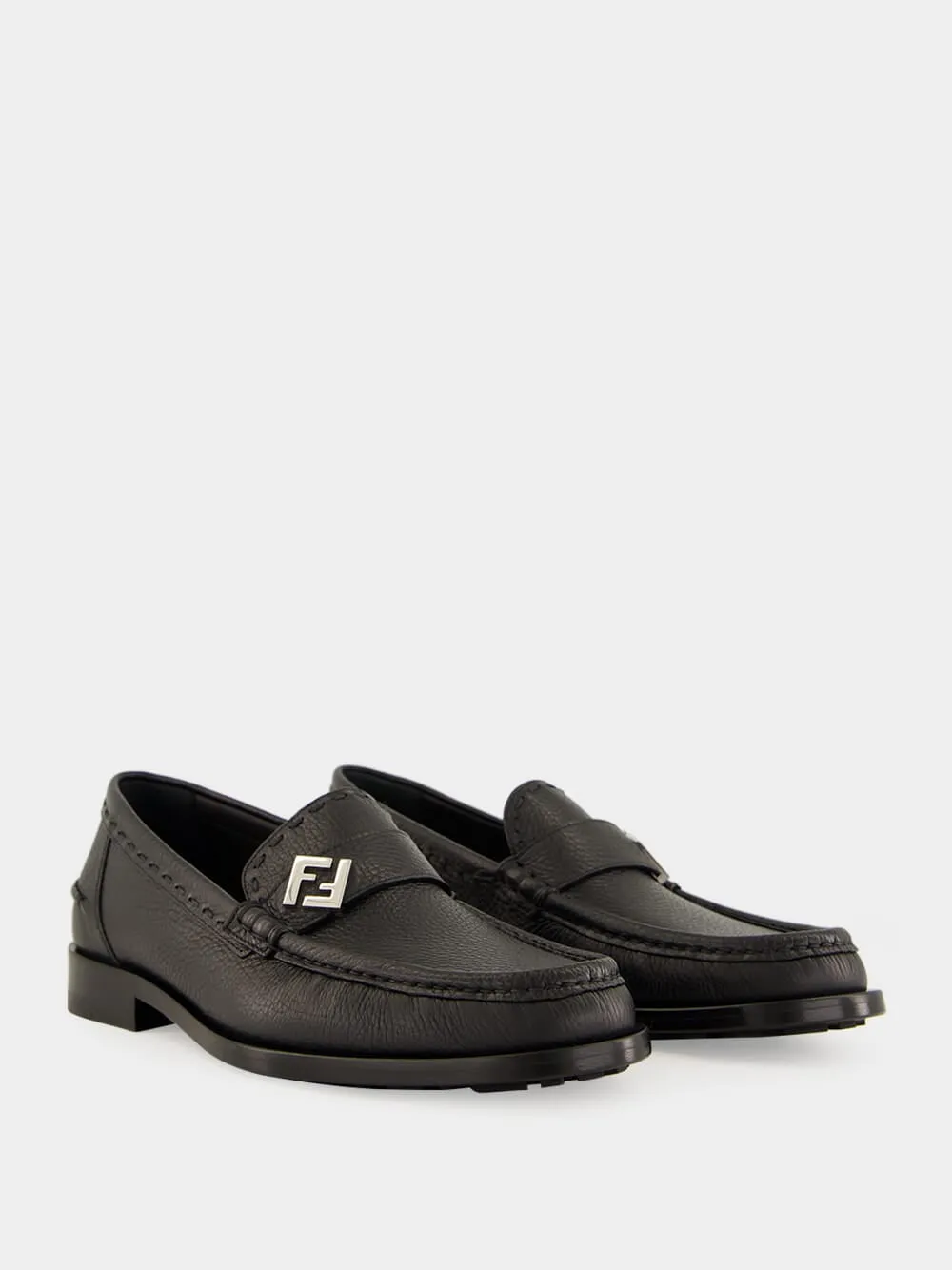 Black FF Metal Selleria Loafers sold by Fashion Clinic product image thumbnail 3