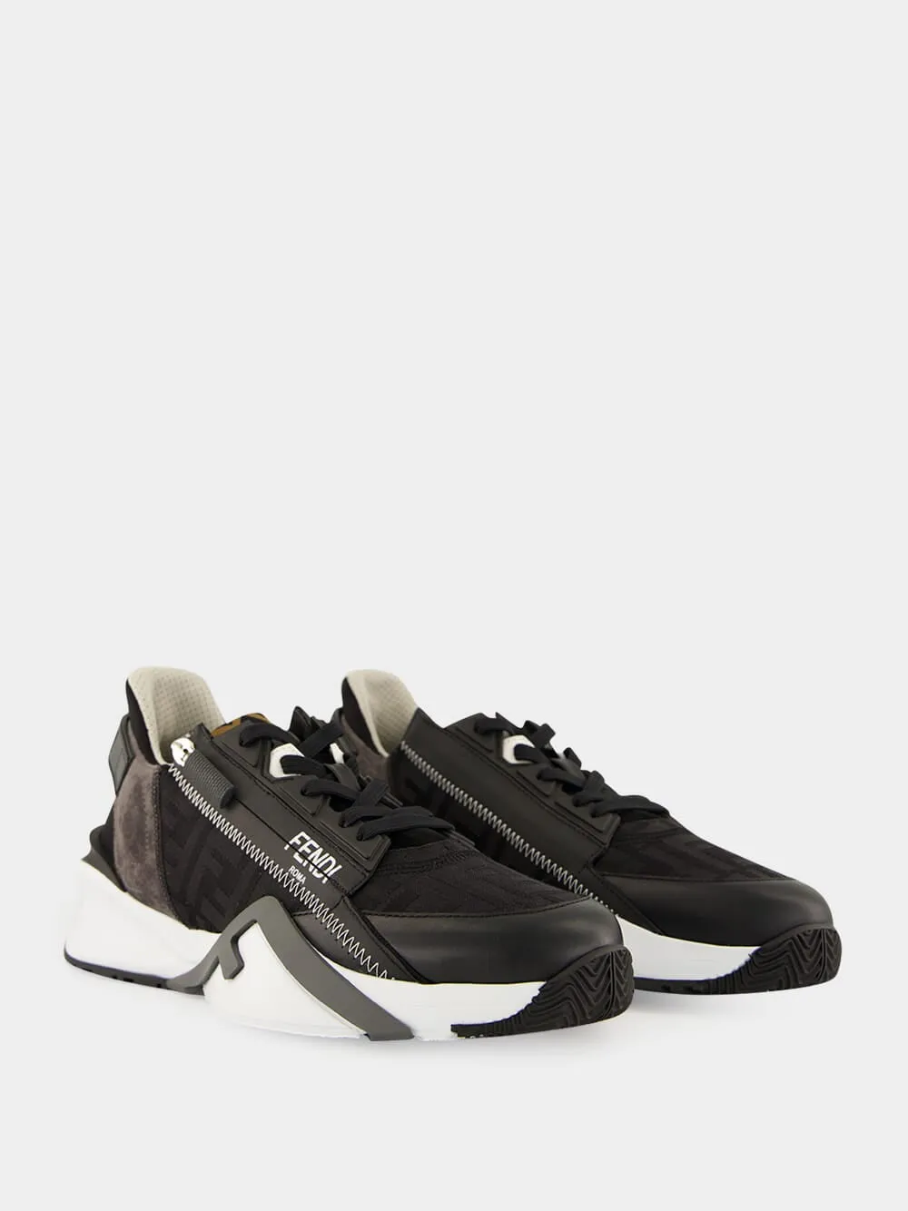 Black Fendi Flow Jacquard Trainers sold by Fashion Clinic product image thumbnail 3