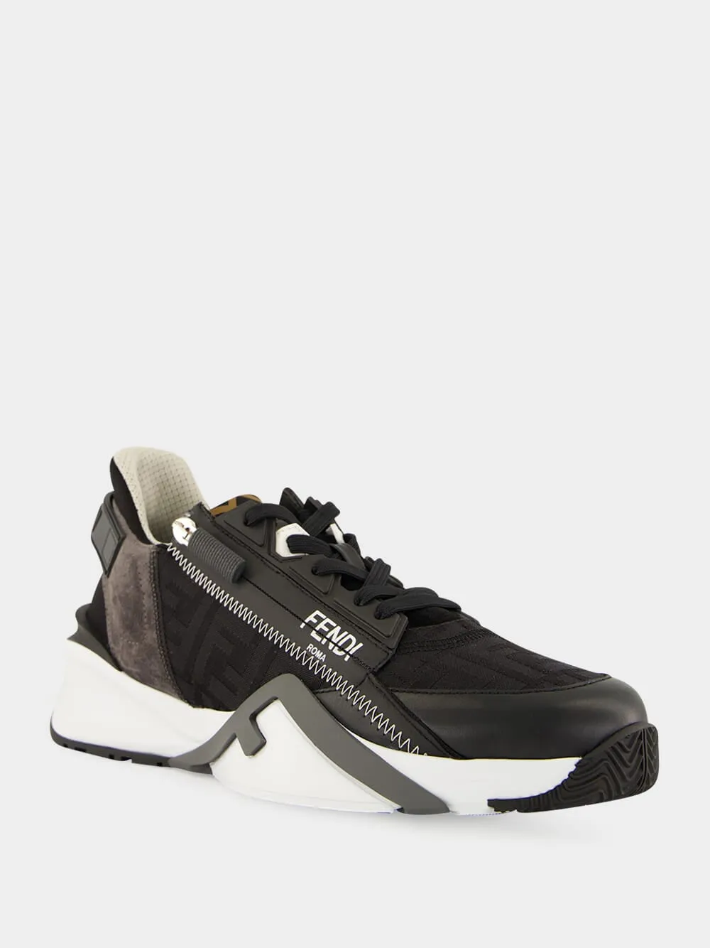 Black Fendi Flow Jacquard Trainers sold by Fashion Clinic product image thumbnail 2