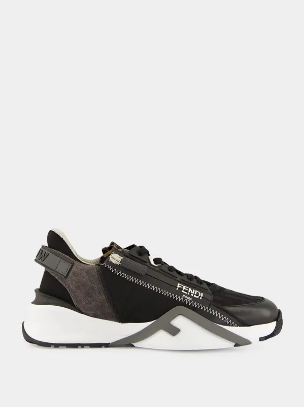 Black Fendi Flow Jacquard Trainers sold by Fashion Clinic