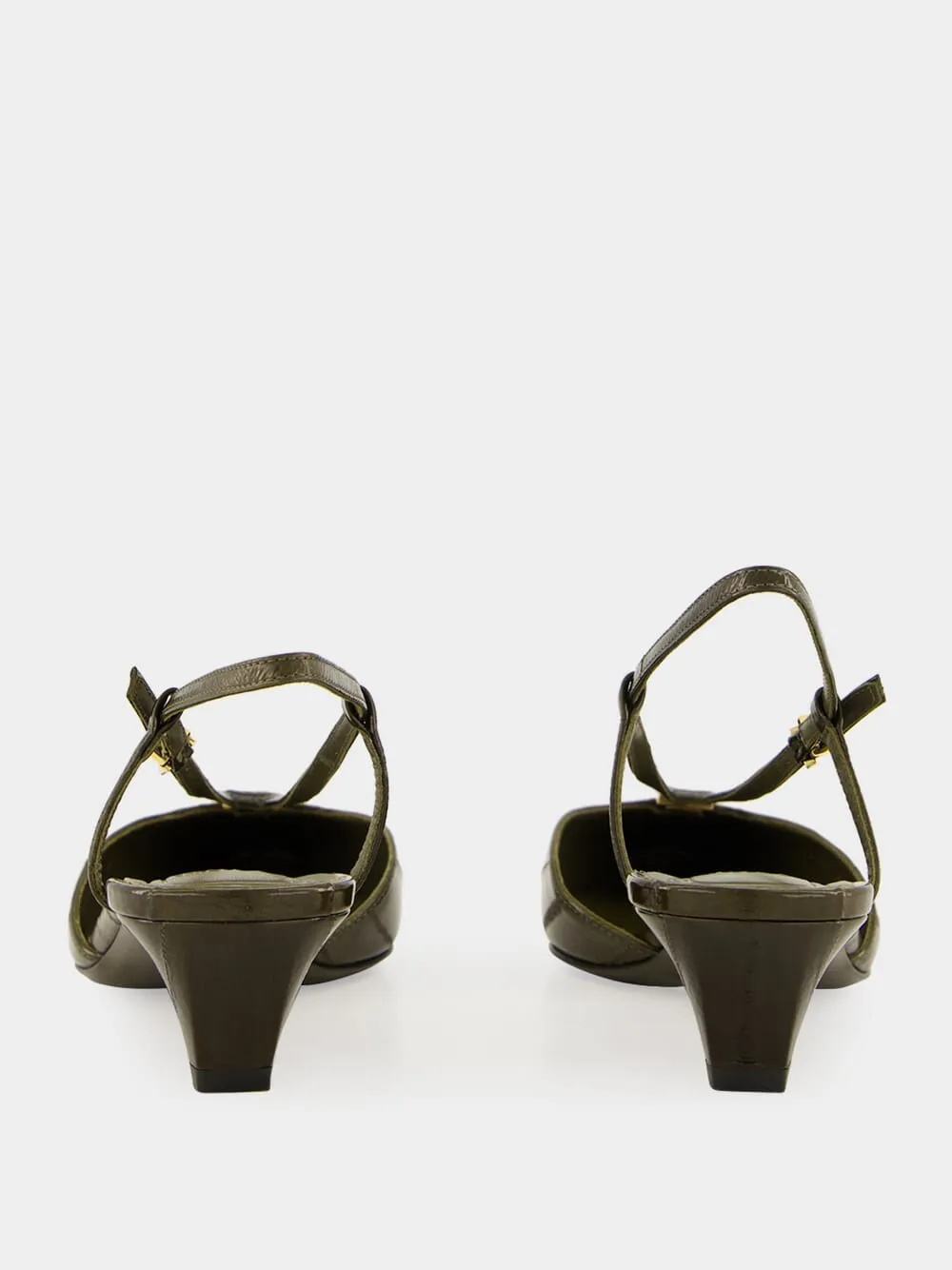 Olive Green FFold Leather Slingbacks sold by Fashion Clinic product image thumbnail 5