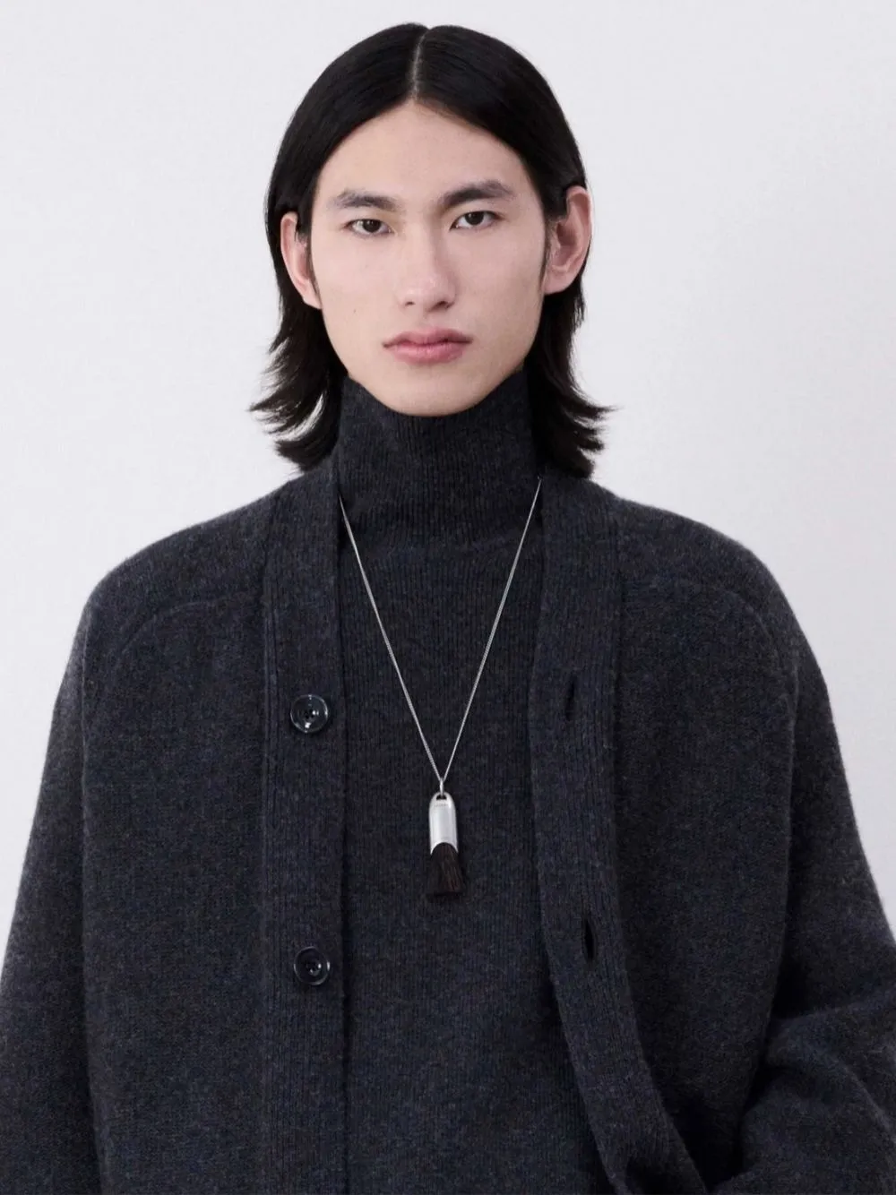 Brown Silver Personal Brush Necklace sold by Fashion Clinic