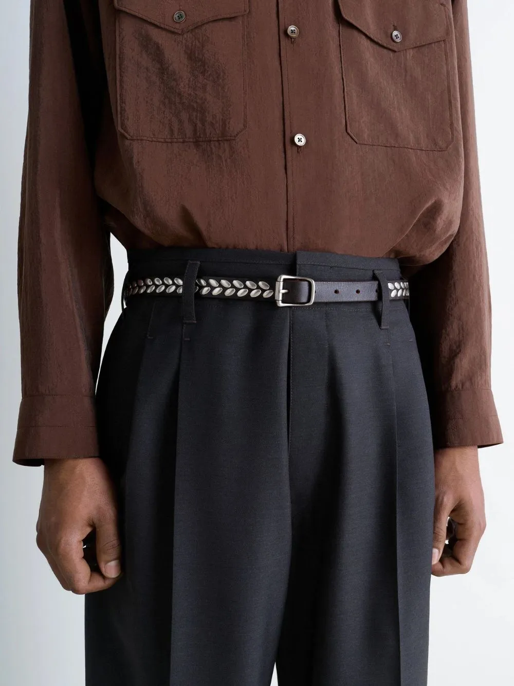 Almond Stud Belt 20 in Dark Brown sold by Fashion Clinic product image thumbnail 2
