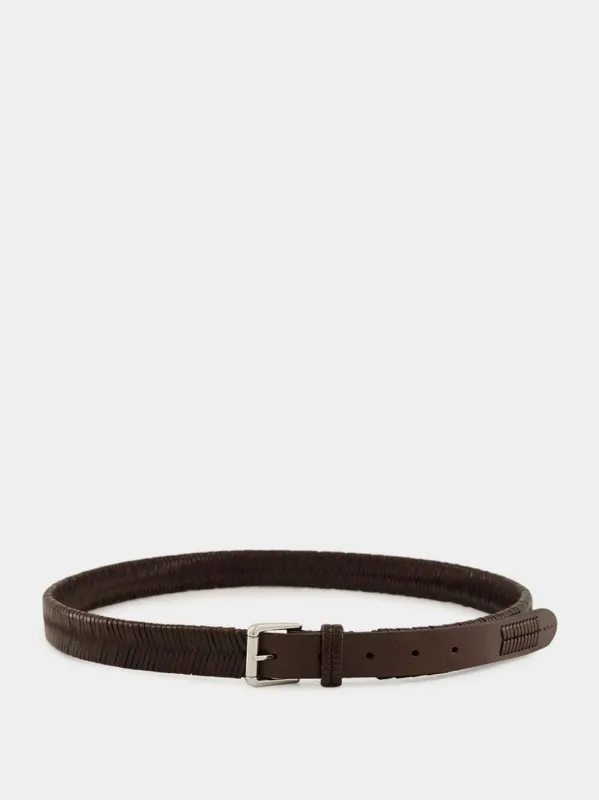 Weaved Belt 25 in Dark Brown sold by Fashion Clinic