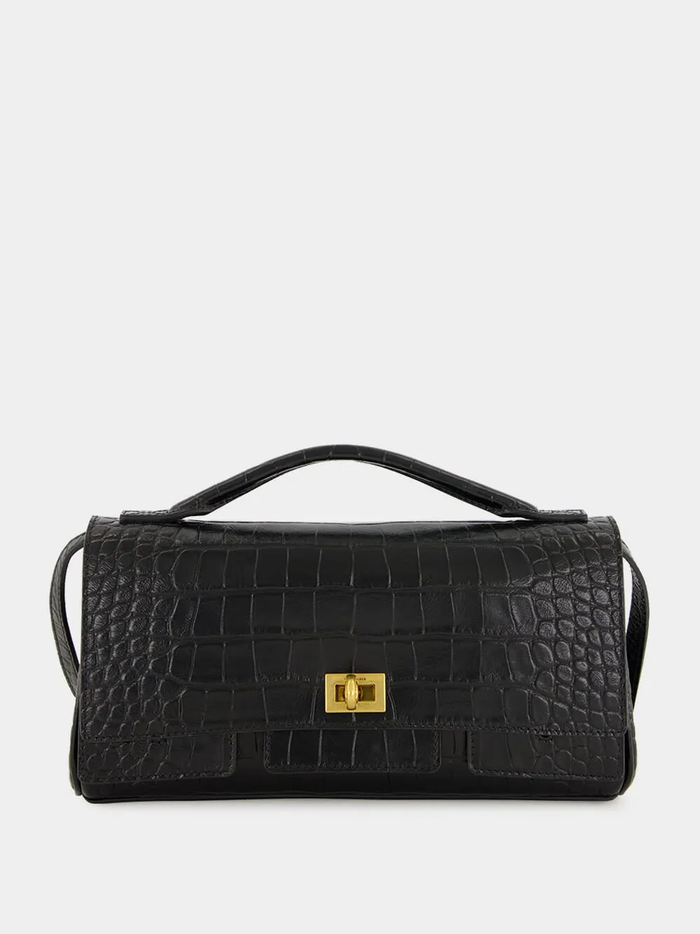 Black Bel Air Embossed Croc Clutch Bag sold by Fashion Clinic