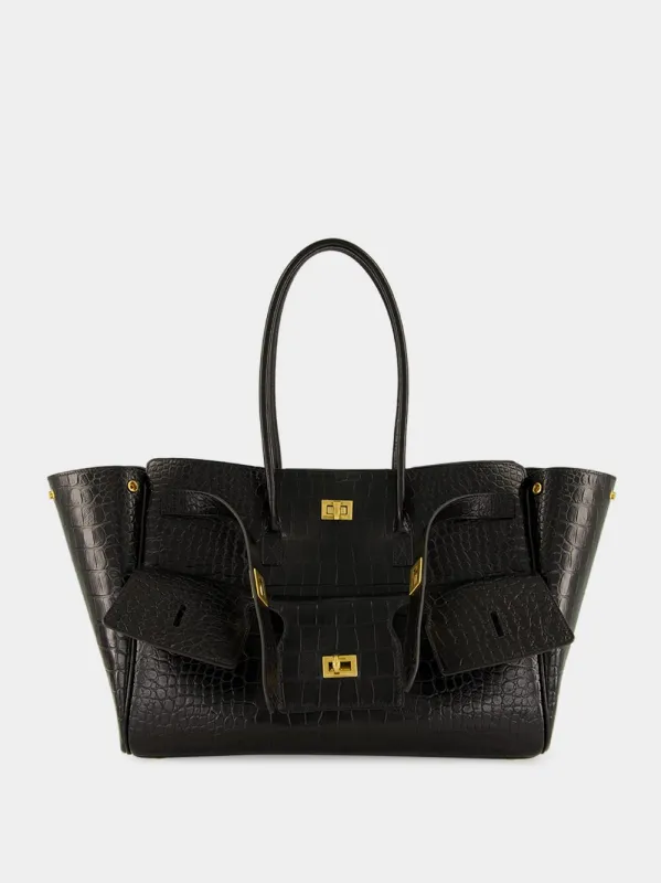 Bel Air Medium Carry All Bag in Black Croc sold by Fashion Clinic