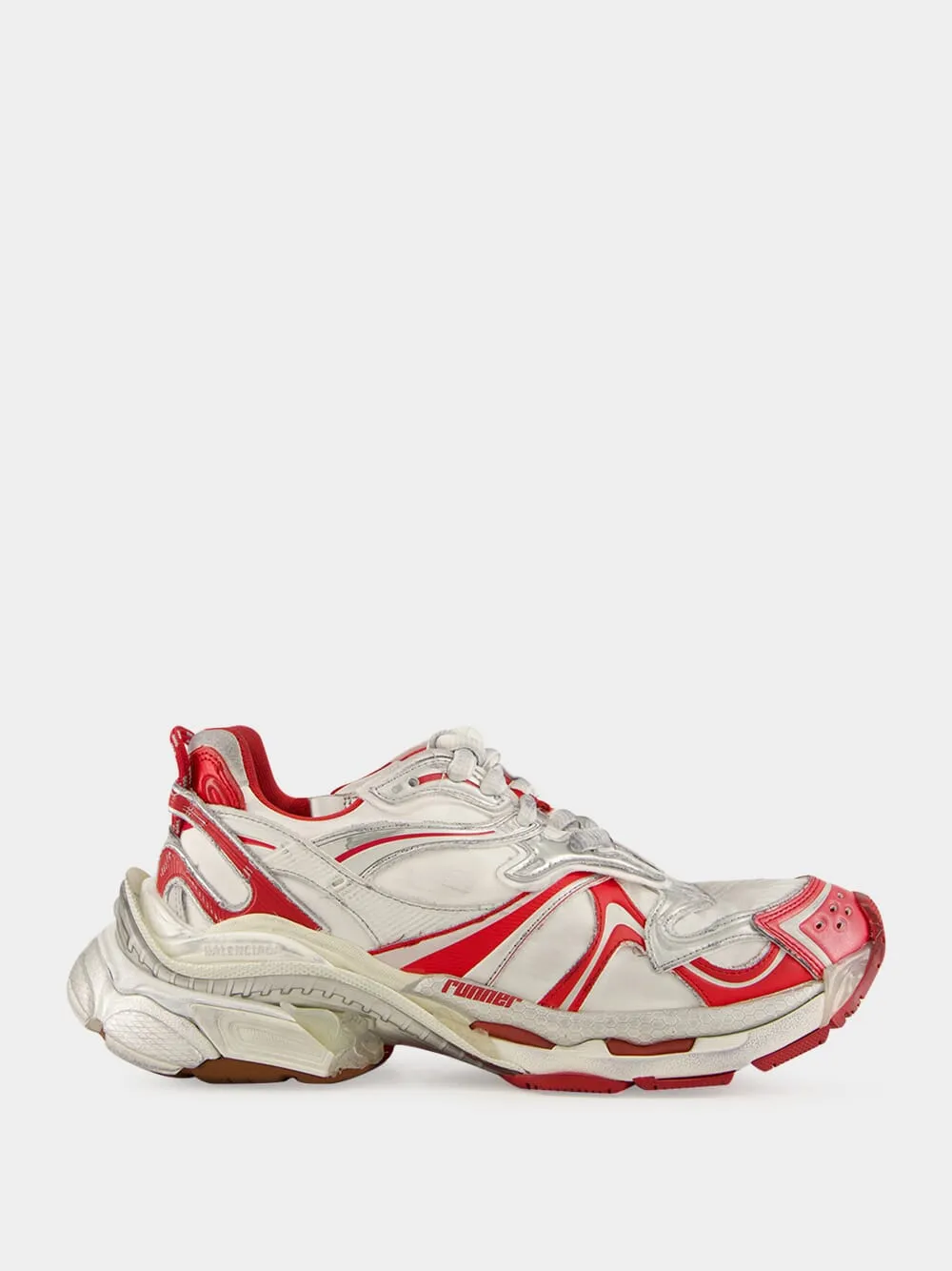 Runner 2.0 Sneakers in Off White and Red sold by Fashion Clinic