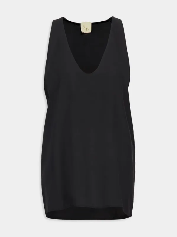 Serena Black Silk Tank-Top sold by Fashion Clinic
