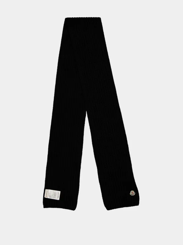 Black Wool Knit Scarf sold by Fashion Clinic