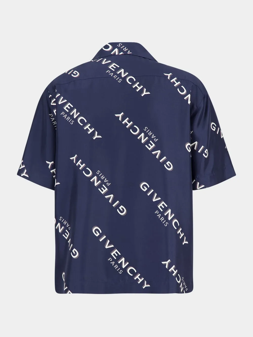 Navy Silk Shirt with Logo Shadow Print sold by Fashion Clinic product image thumbnail 4