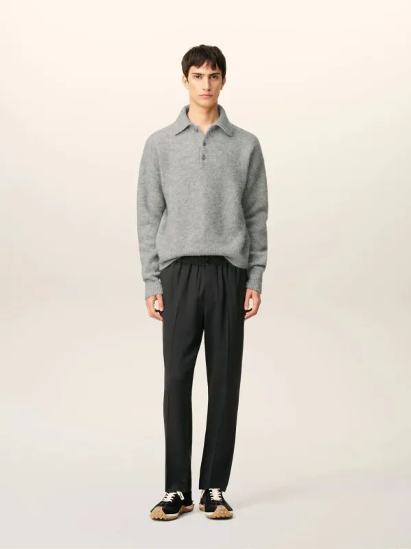Anthracite Black Wool Elasticated Waist Trousers sold by Fashion Clinic