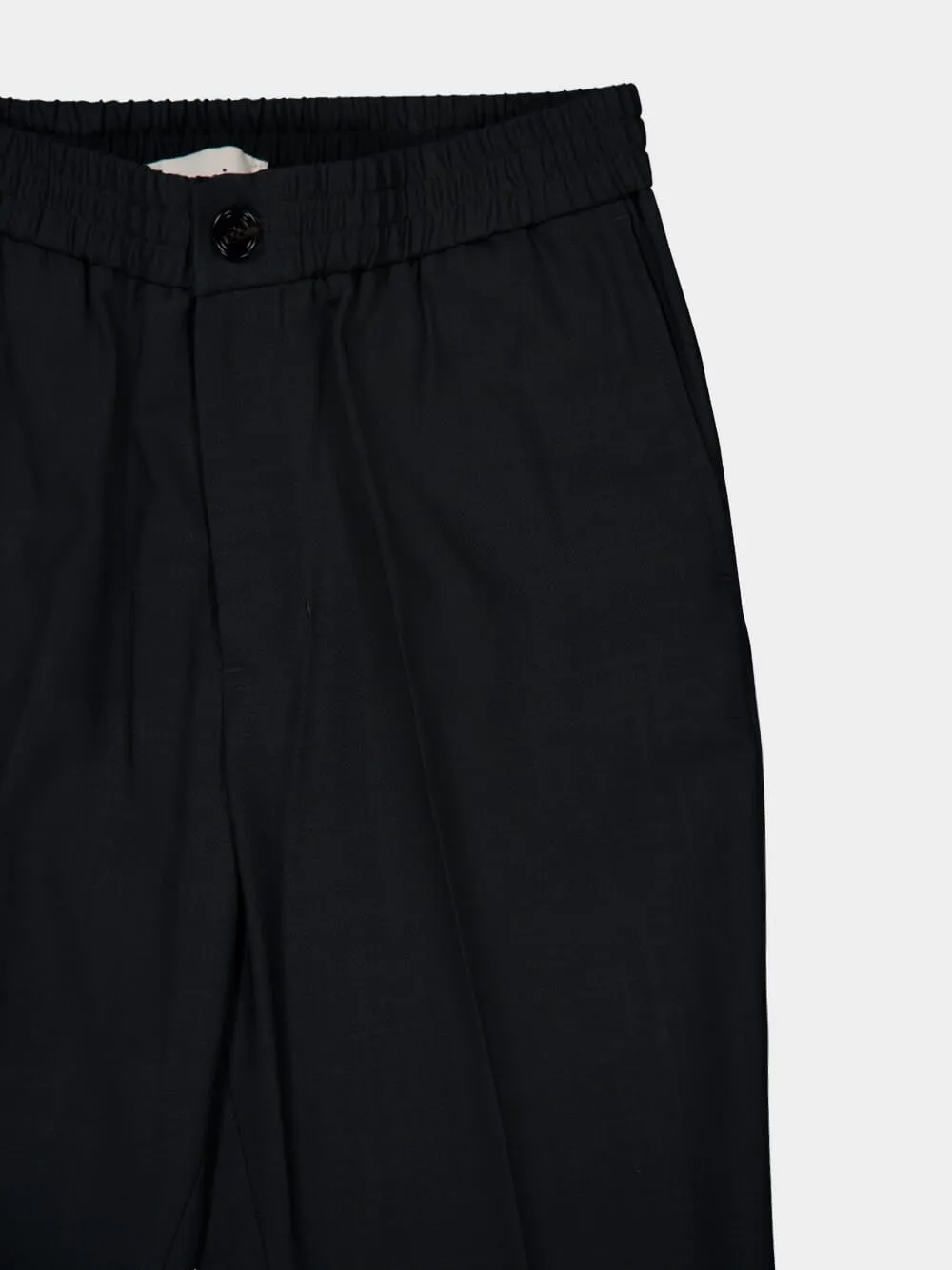 Anthracite Black Wool Elasticated Waist Trousers sold by Fashion Clinic product image thumbnail 5