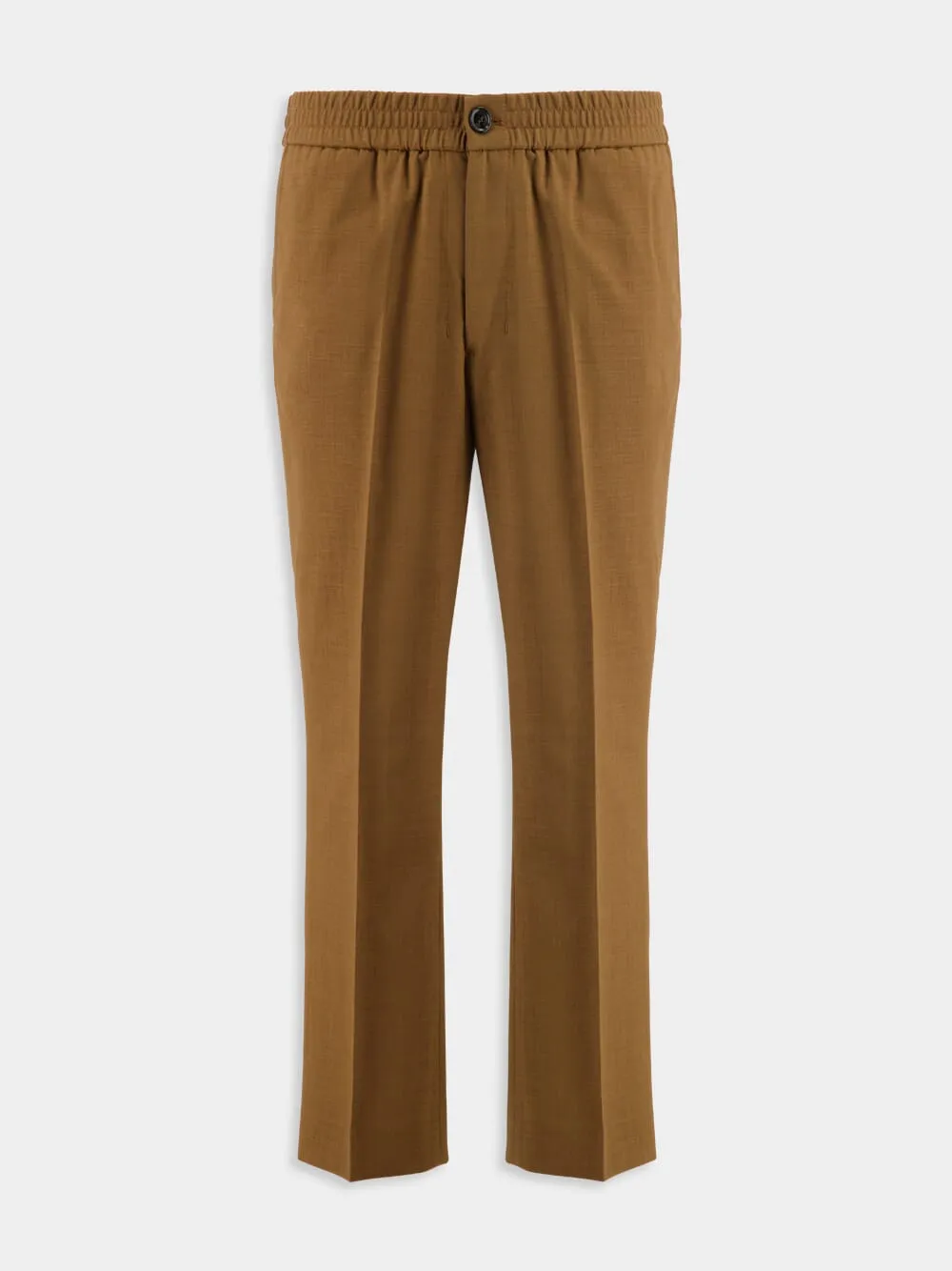 Hazelnut Brown Wool Elasticated Waist Trousers sold by Fashion Clinic
