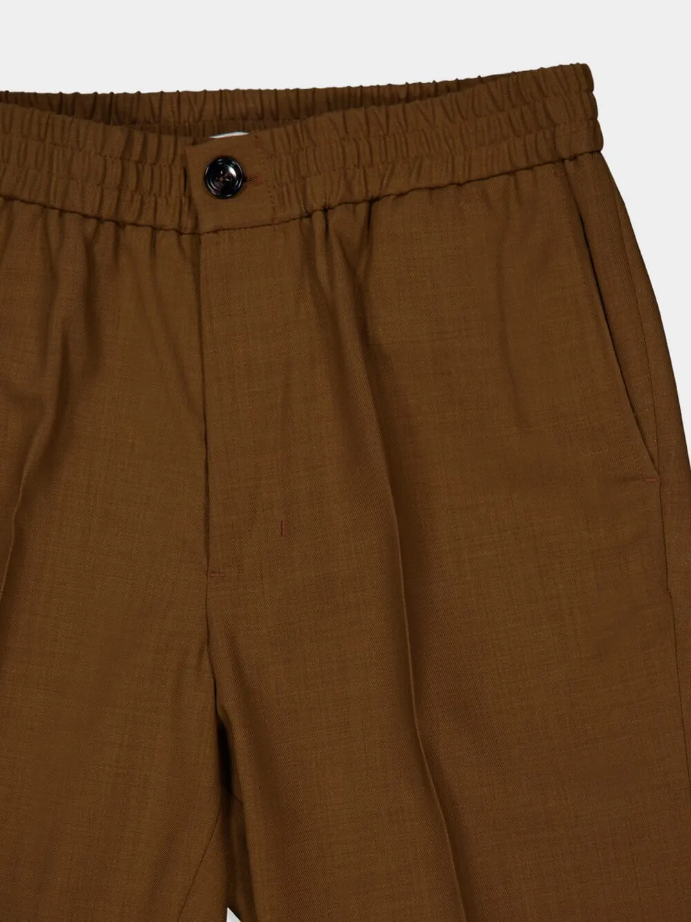 Hazelnut Brown Wool Elasticated Waist Trousers sold by Fashion Clinic product image thumbnail 3