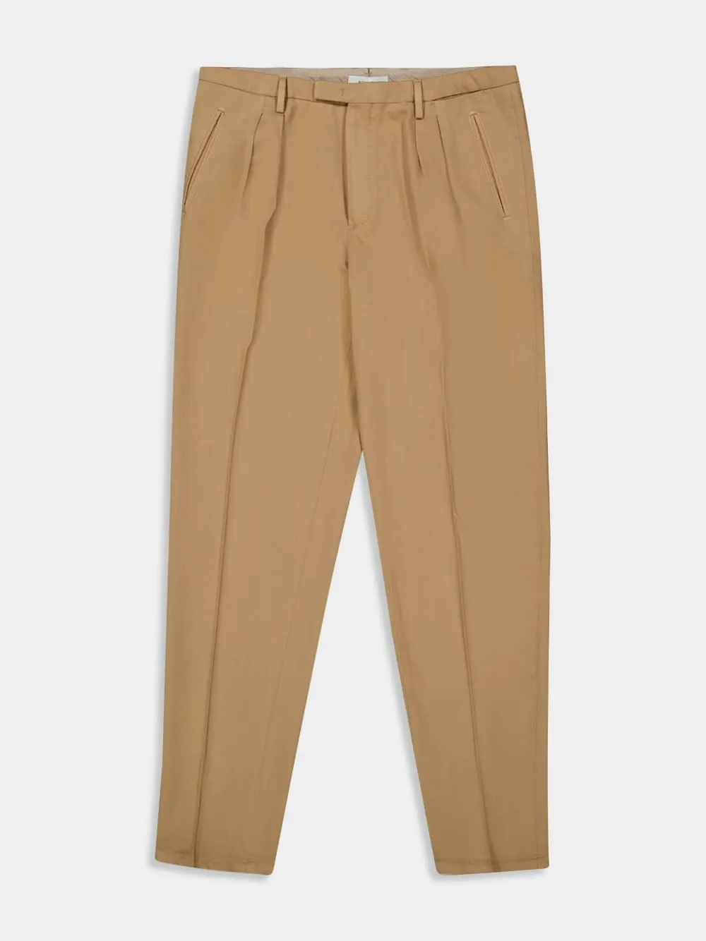 Beige Virgin Wool 2-Pleat Trousers sold by Fashion Clinic product image thumbnail 4