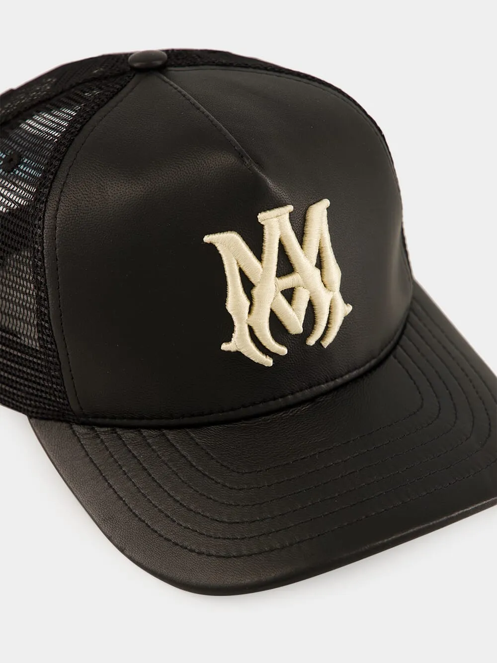 Black Leather MA Trucker Hat sold by Fashion Clinic product image thumbnail 3