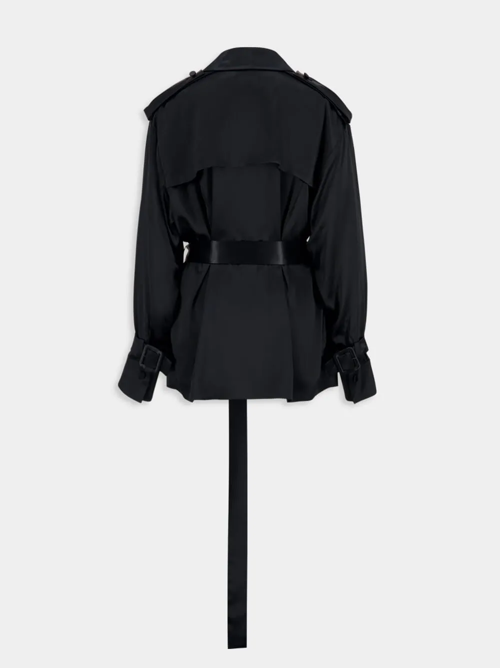 Black Satin Double-Breasted Jacket sold by Fashion Clinic product image thumbnail 2