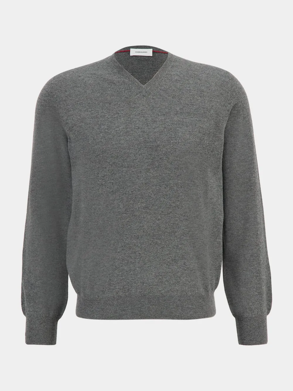Charcoal V-Neck Virgin Wool Sweater sold by Fashion Clinic
