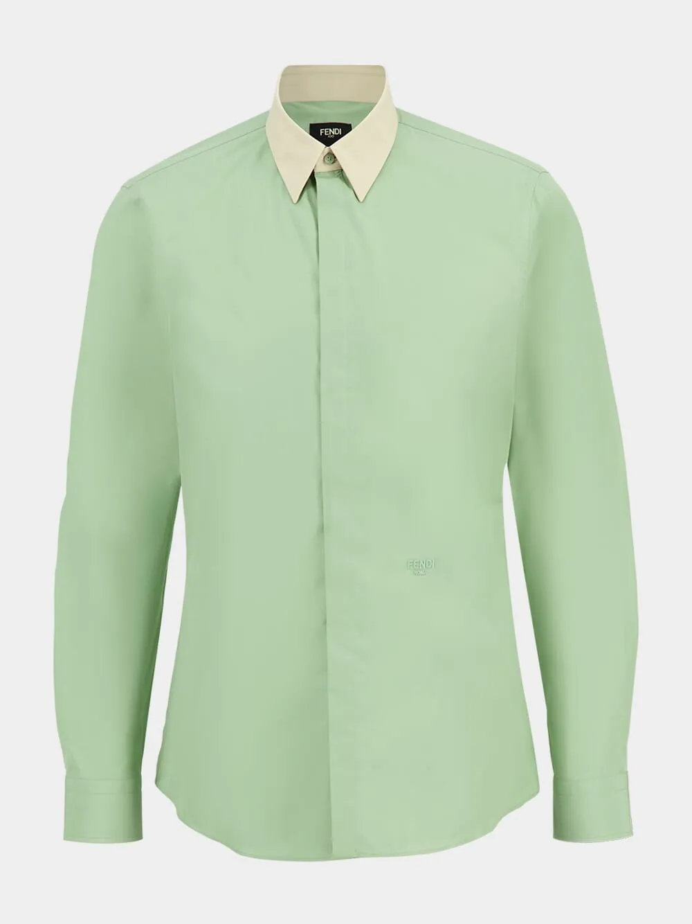 Light Green Poplin Shirt with Contrast Collar sold by Fashion Clinic product image thumbnail 2
