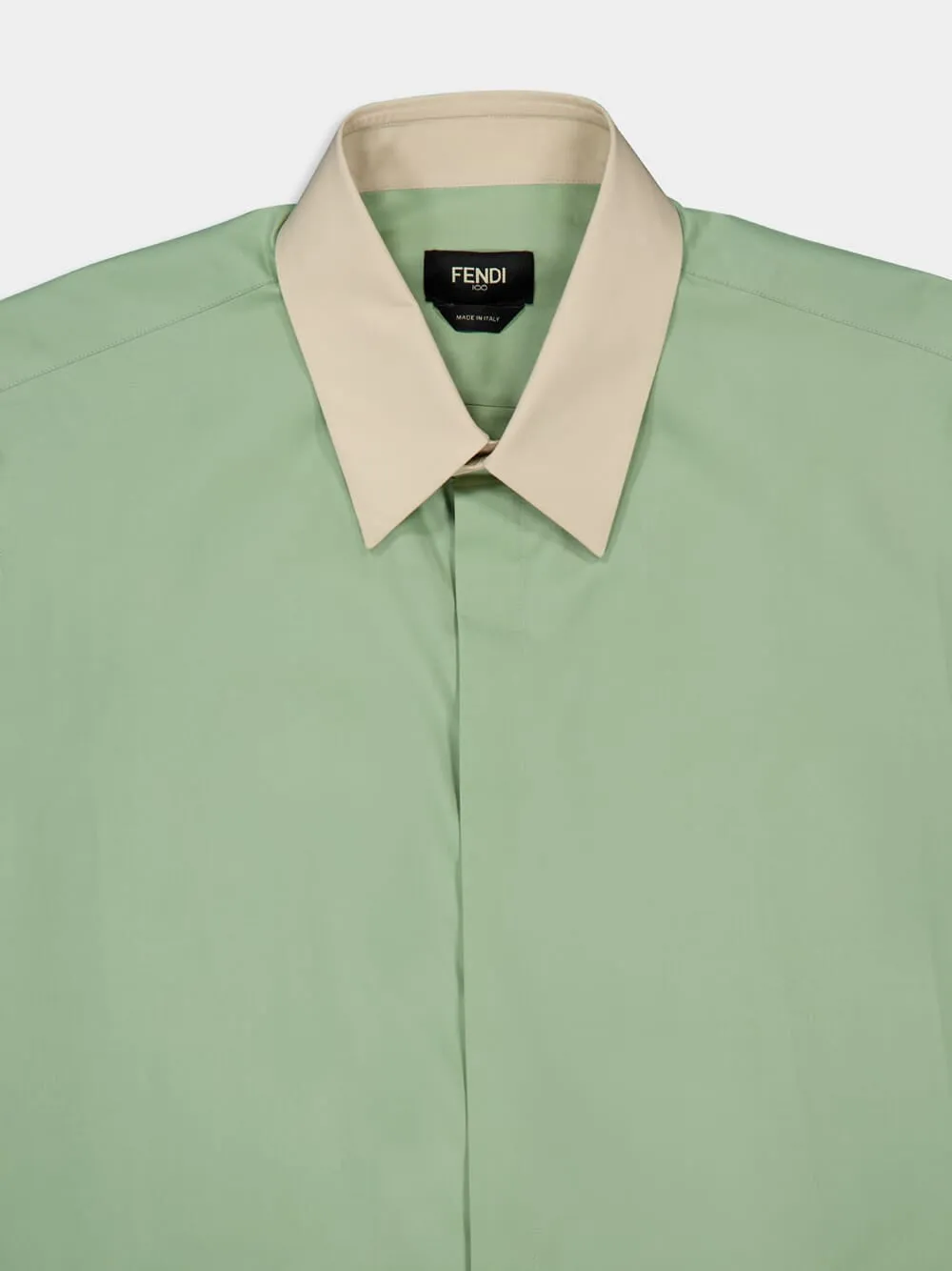 Light Green Poplin Shirt with Contrast Collar sold by Fashion Clinic product image thumbnail 4