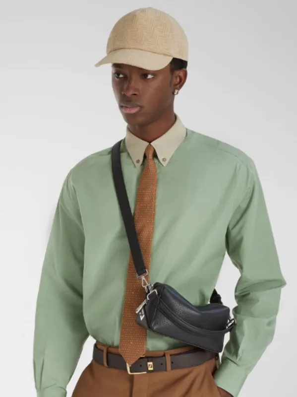 Light Green Poplin Shirt with Contrast Collar sold by Fashion Clinic