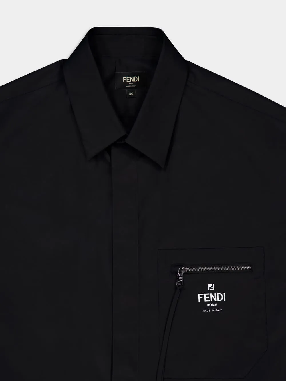 Black Cotton Poplin Short-Sleeve Shirt sold by Fashion Clinic product image thumbnail 3