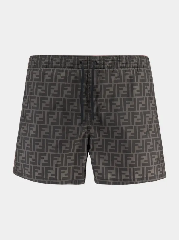 Black FF Monogram Swim Shorts sold by Fashion Clinic