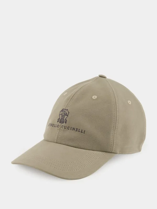 Khaki Cotton Gabardine Baseball Cap sold by Fashion Clinic