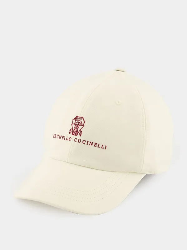 White Cotton Gabardine Baseball Cap sold by Fashion Clinic