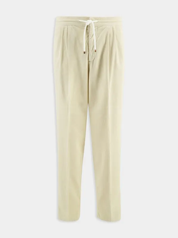 Natural Corduroy Drawstring Leisure Trousers sold by Fashion Clinic