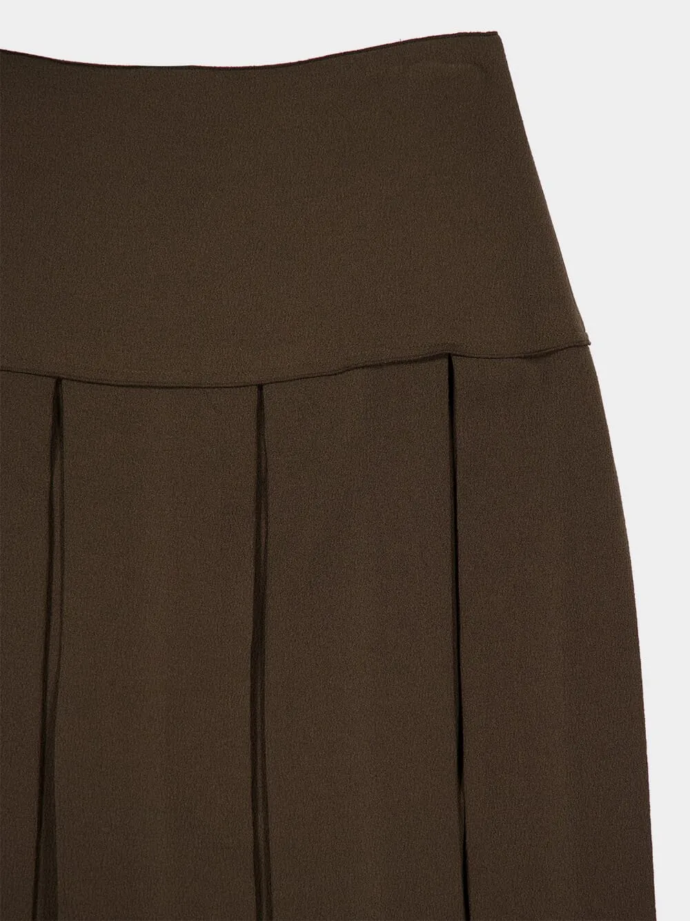Khaki Green Pleated Midi Skirt sold by Fashion Clinic product image thumbnail 3