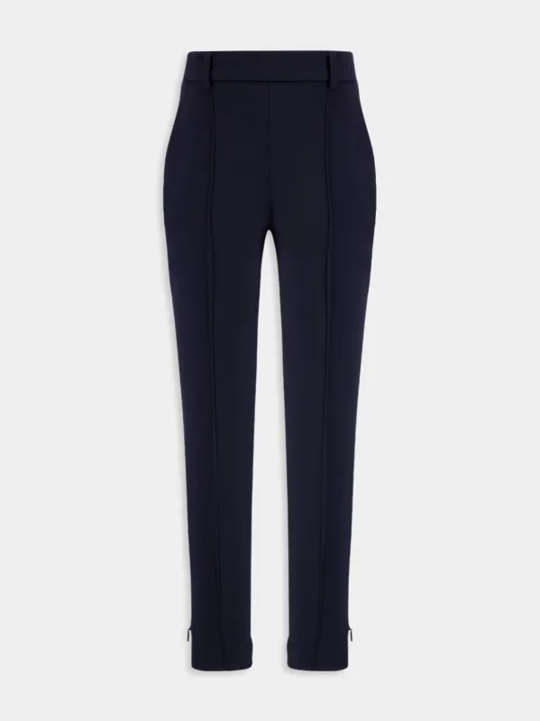 Marine Blue Slim-Fit Wool-Silk Trousers sold by Fashion Clinic