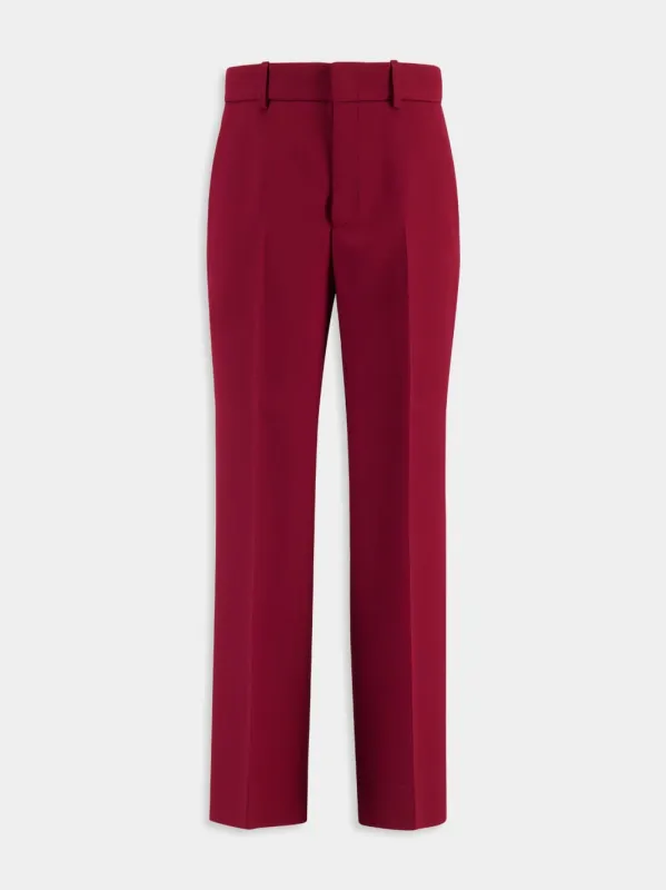 Rosso Ancora Red Straight-Leg Wool-Silk Trousers made by Gucci