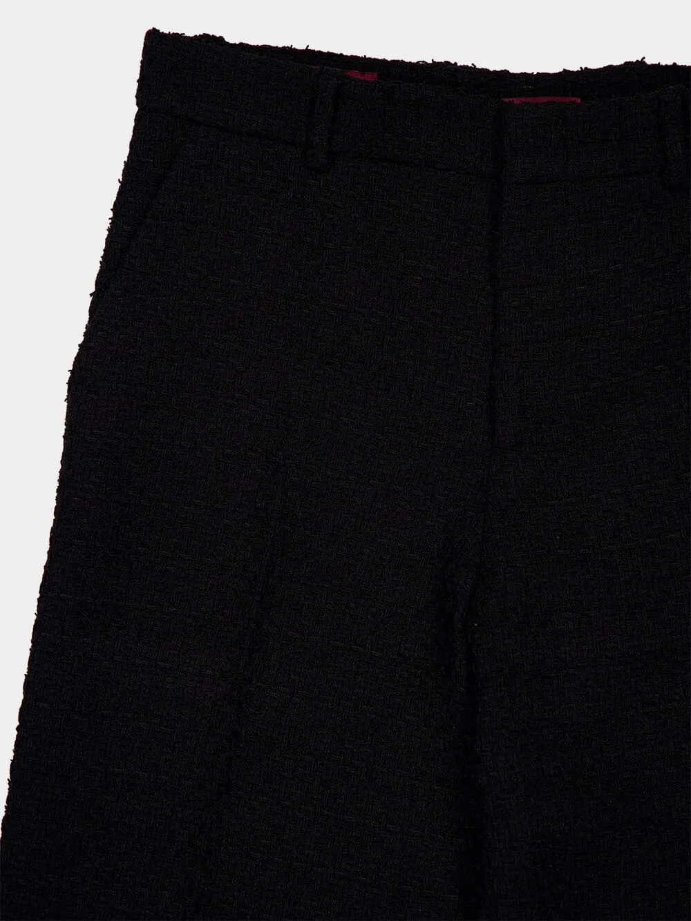 Black Wool Bouclé Culotte Trousers sold by Fashion Clinic product image thumbnail 3
