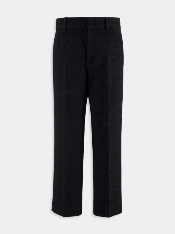 Black Wool Bouclé Culotte Trousers sold by Fashion Clinic