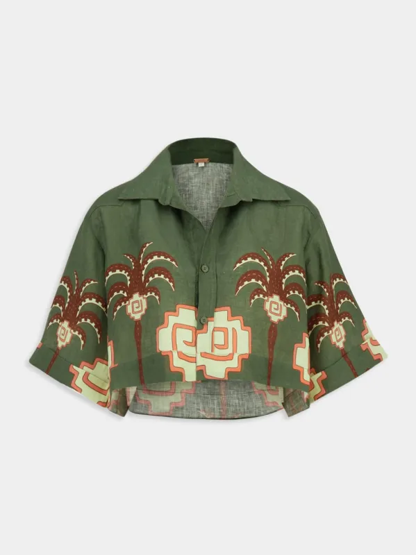 Green Cumbi Linen Shirt sold by Fashion Clinic