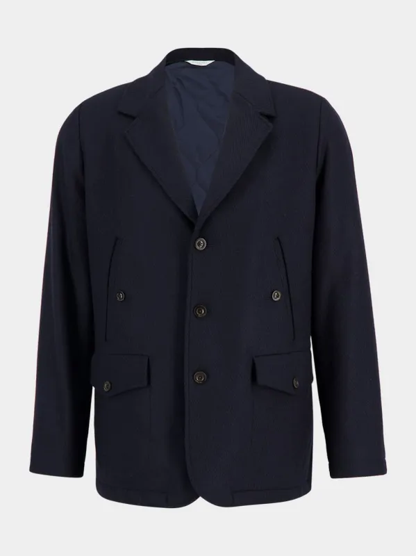 Blue Wool-Cashmere Buttoned Jacket sold by Fashion Clinic