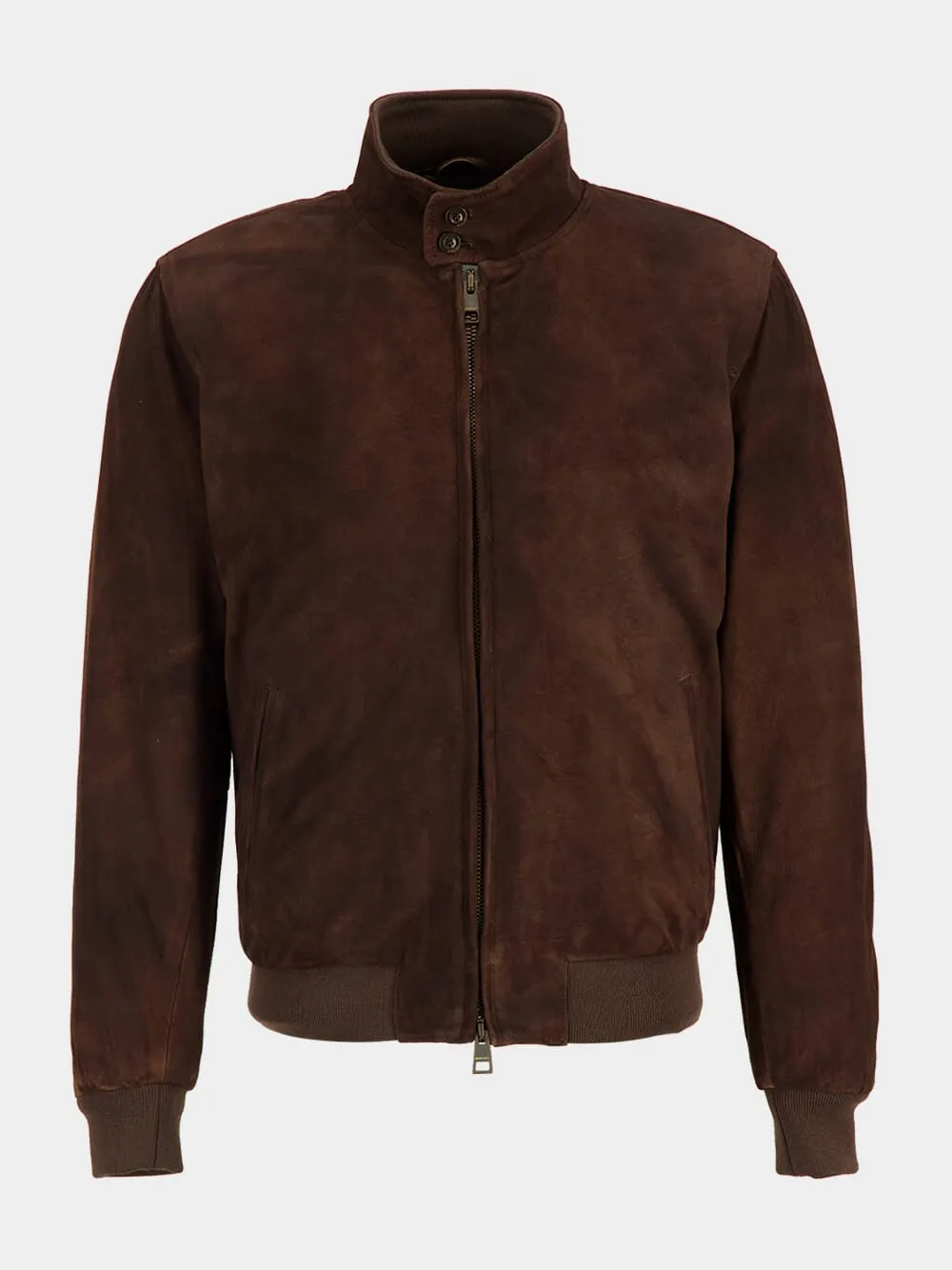 Brown Suede Zip Bomber Jacket sold by Fashion Clinic