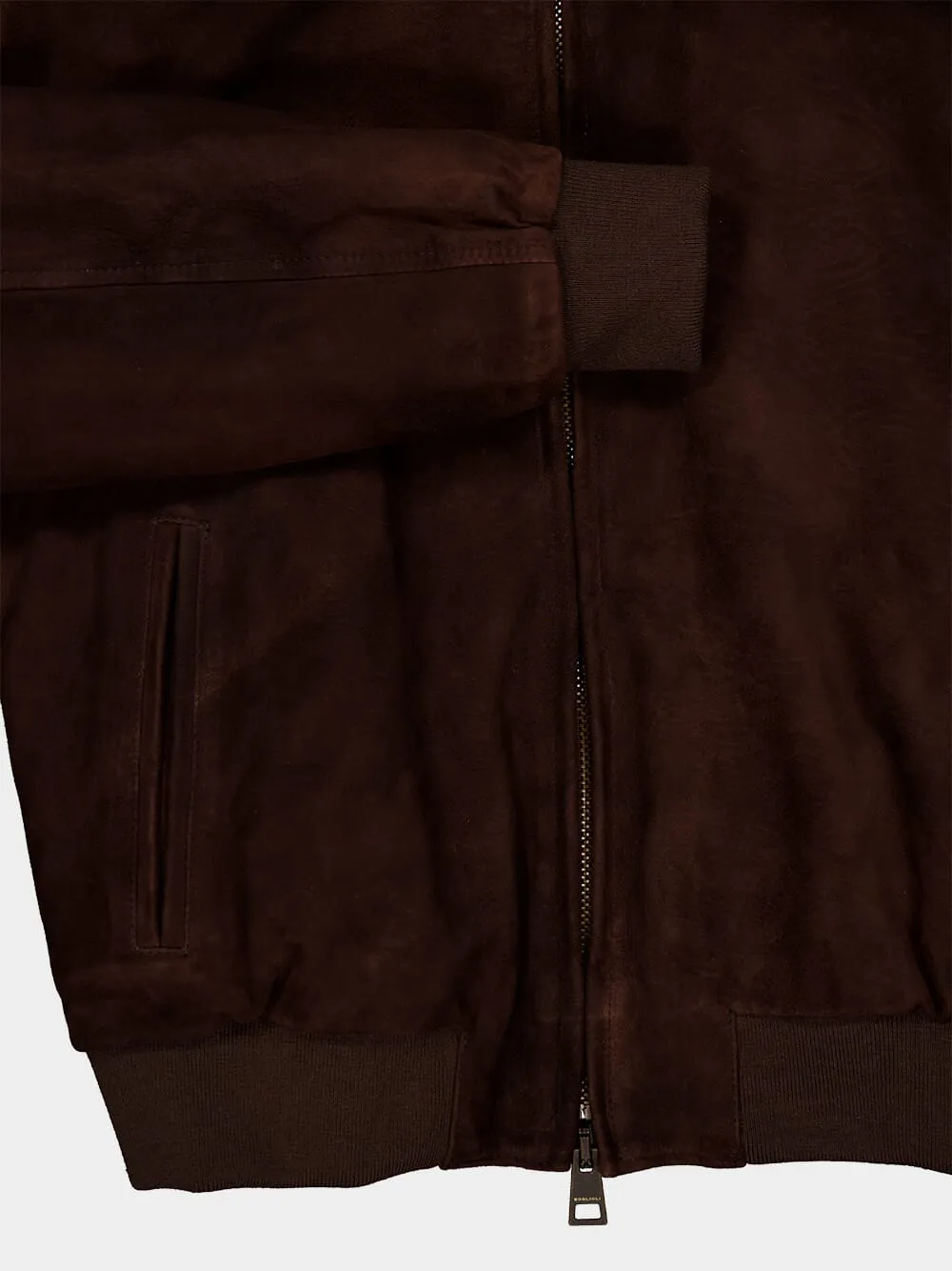 Brown Suede Zip Bomber Jacket sold by Fashion Clinic product image thumbnail 4