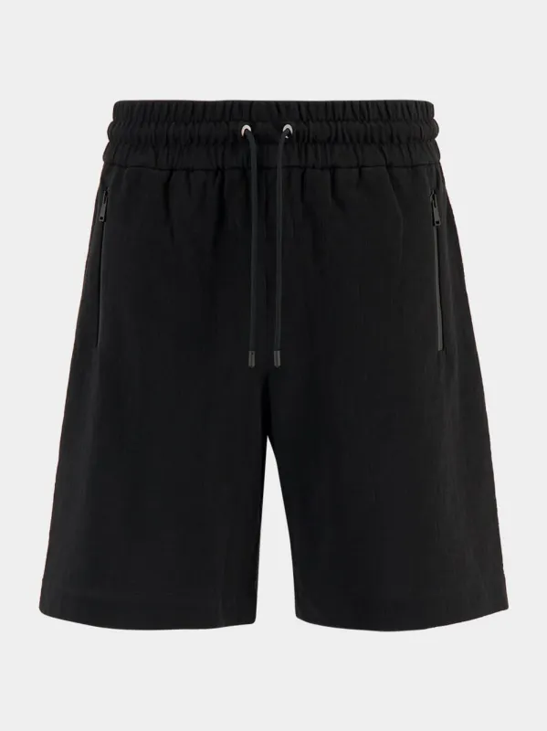 Black FF Jacquard Cotton Bermuda Shorts sold by Fashion Clinic