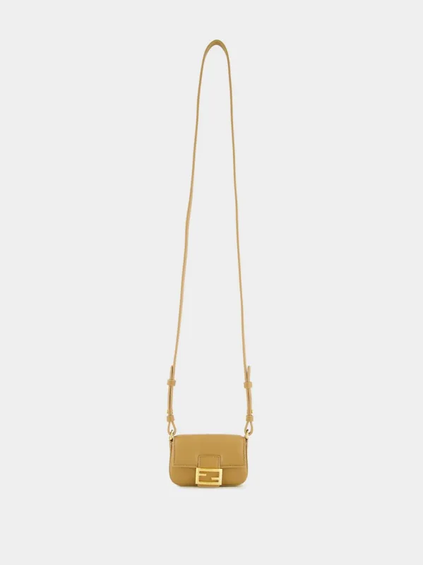 Beige Nano Baguette Charm in Nappa Leather sold by Fashion Clinic