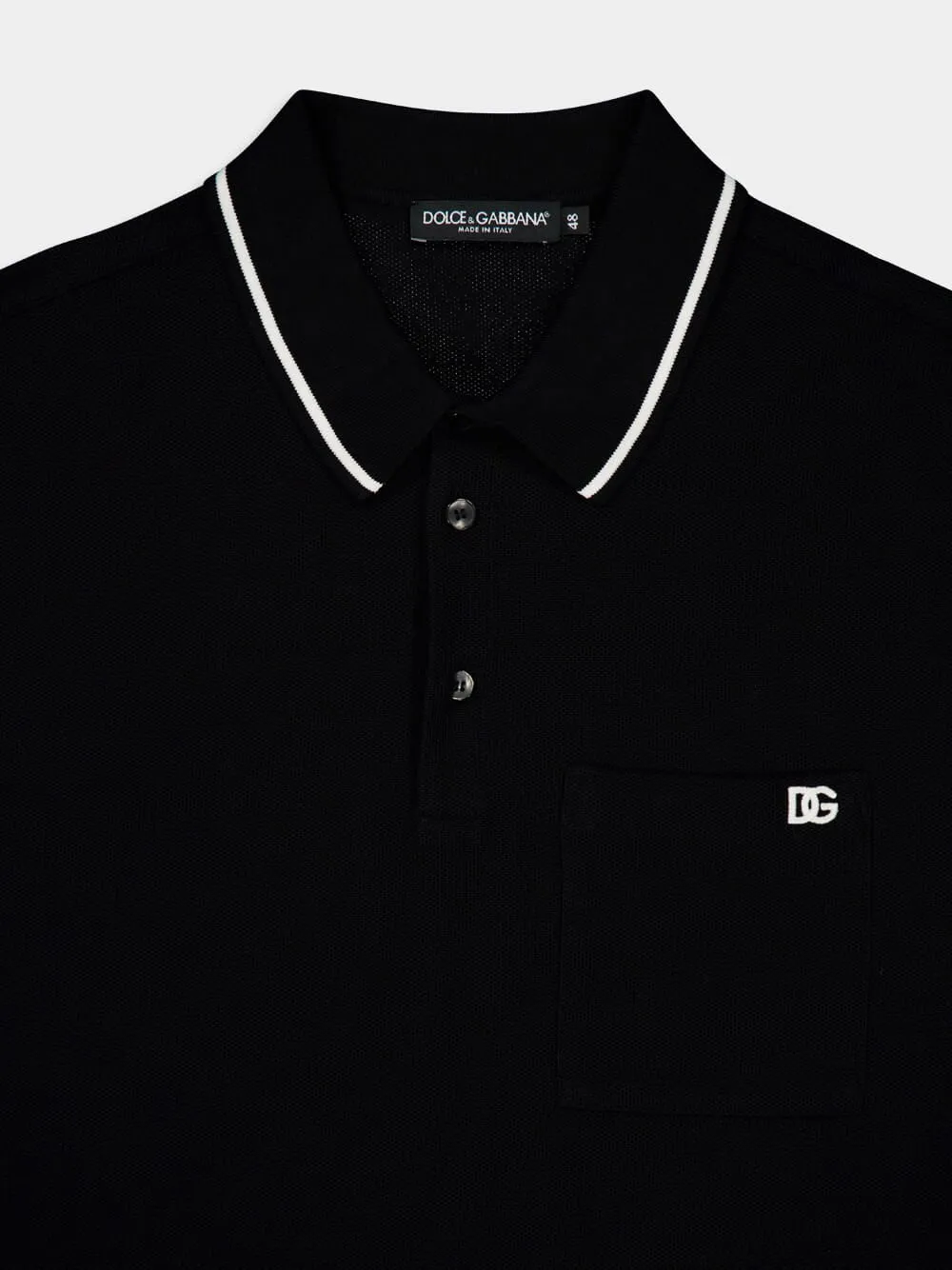Black Cotton Piqué Polo Shirt sold by Fashion Clinic product image thumbnail 5
