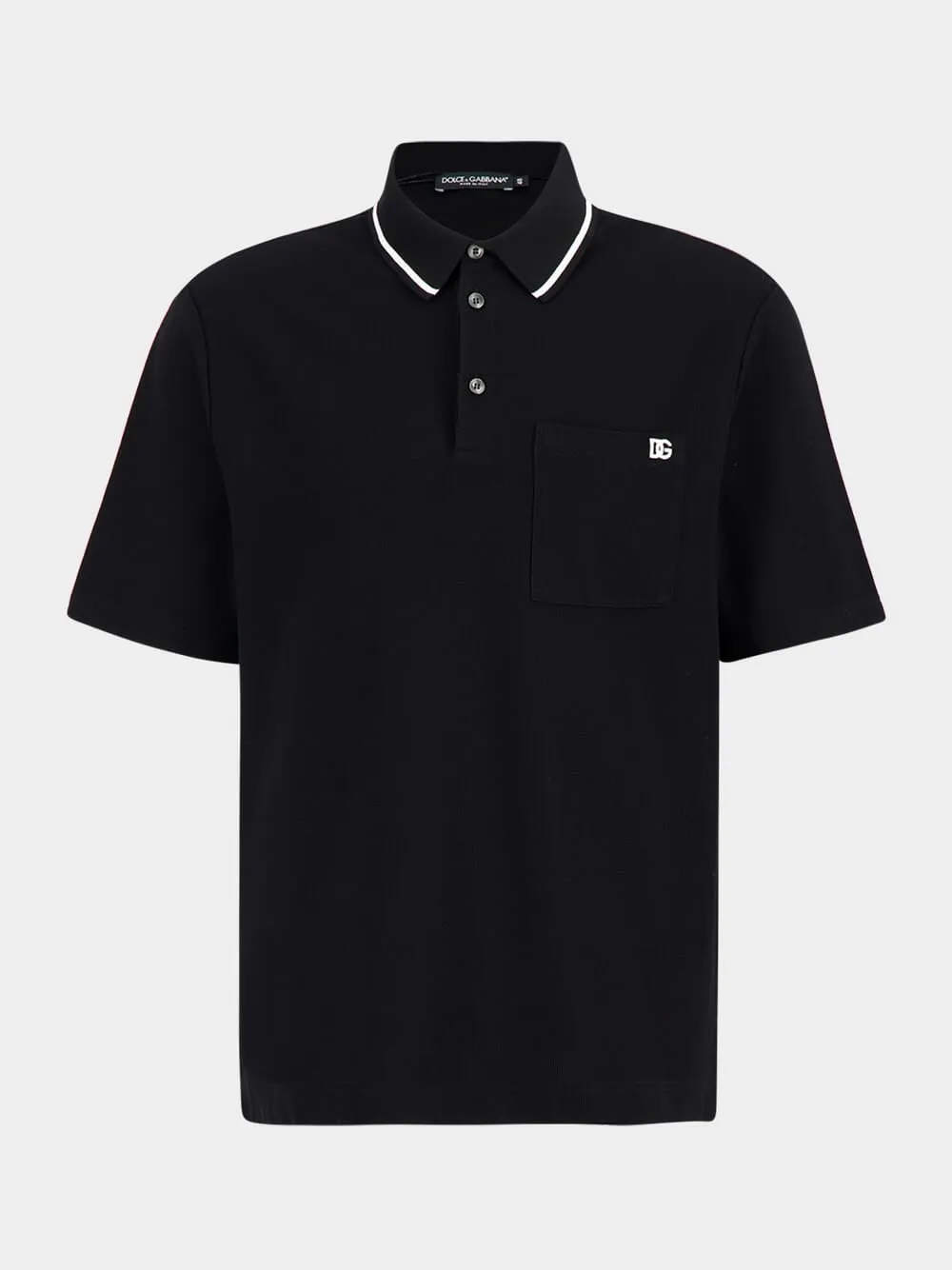 Black Cotton Piqué Polo Shirt sold by Fashion Clinic product image thumbnail 2